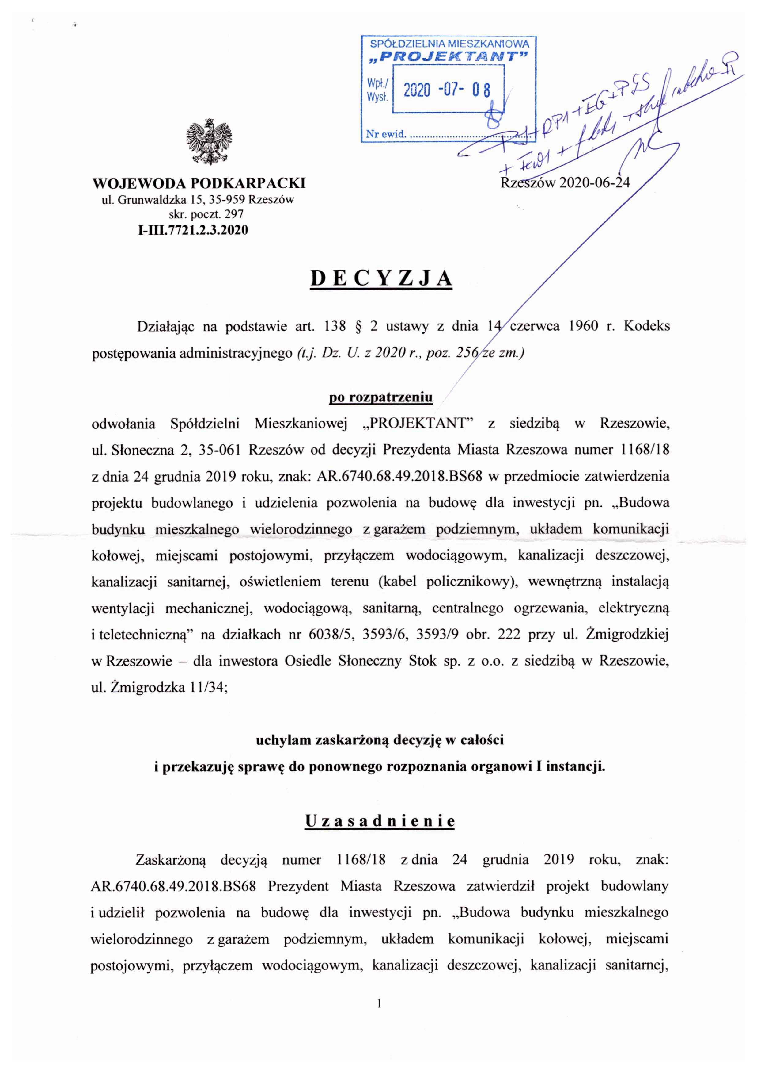 Wzór Decyzji O Skierowaniu Do Dps Spółdzielnia Mieszkaniowa "PROJEKTANT" w Rzeszowie